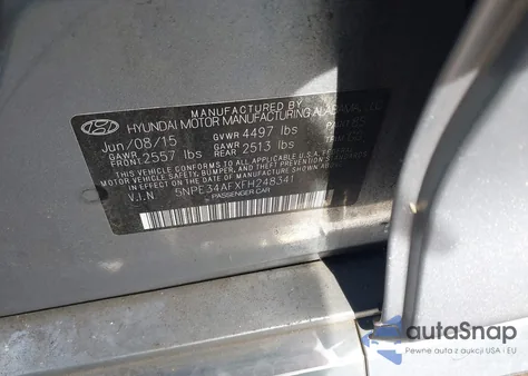2015 Hyundai Sonata Sport from USA, damaged, VIN 5NPE34AFXFH248341
